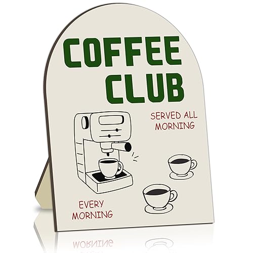 Coffee Bar Wooden Table Sign, Green Coffee Club Bar Sign