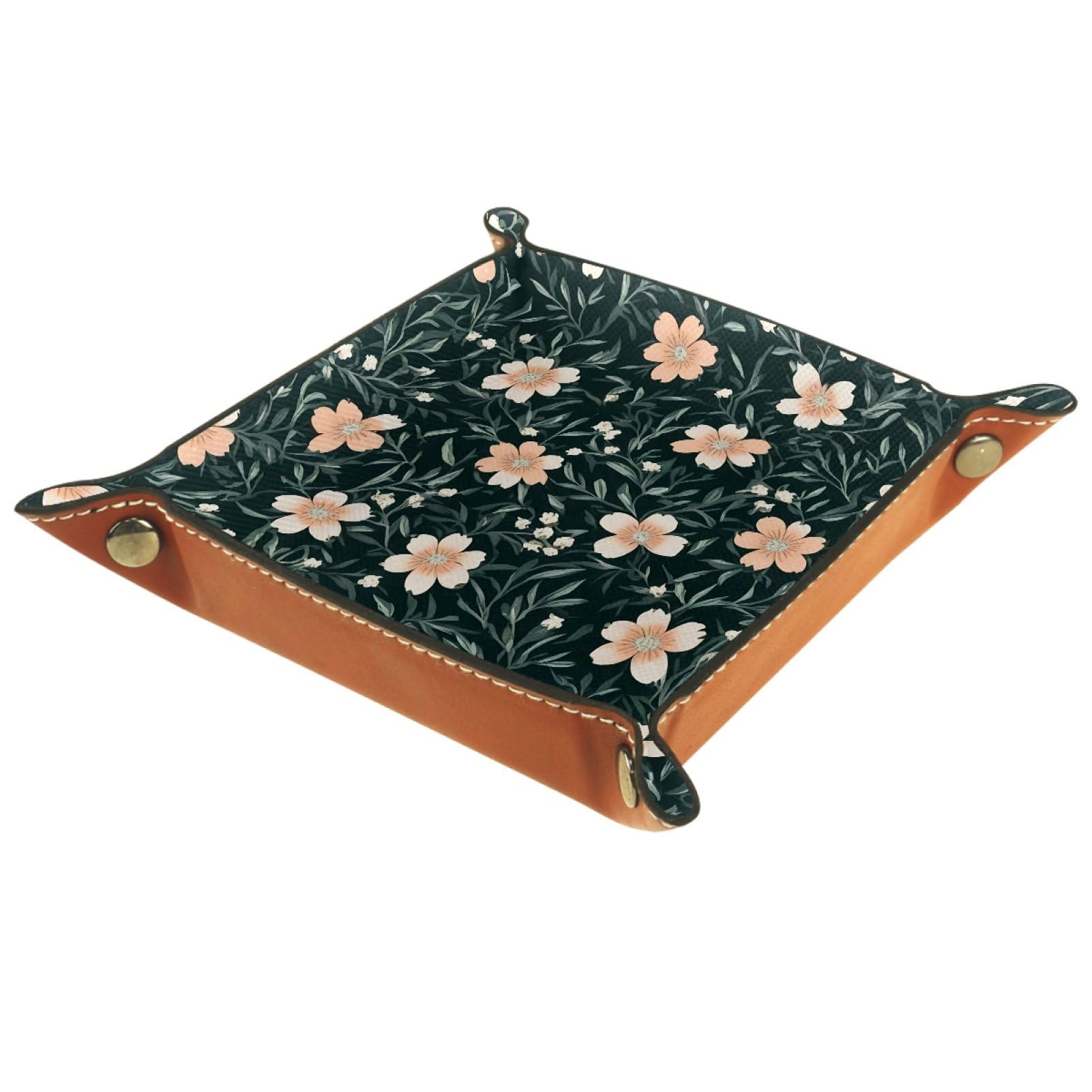 VAPOKF Floral Dice Trays Quadrilateral Dice Folding Tray Microfiber Leather Holder for Table Games RPG DND, 20.5 × 20.5 cm