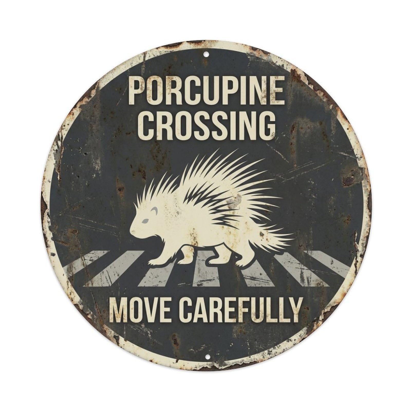 Metal Tin Sign Porcupine Crossing Move Carefully Provincial