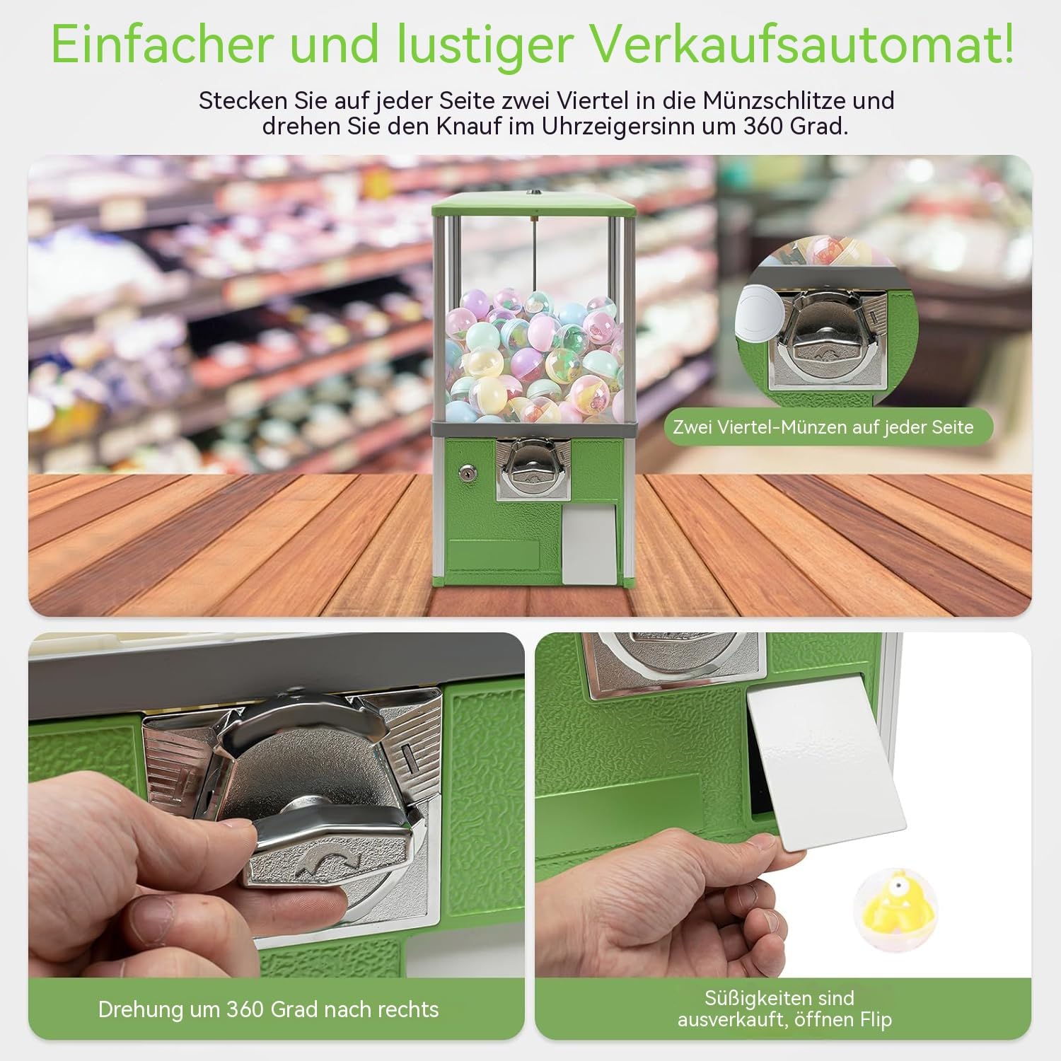 Großer Bonbon und Kaugummiautomat,Gachapon-Automaten, Spielzeugautomat, Verkaufsautomaten für Unternehmen,für Kapselspielzeug mit 4,5-5,5cm für Einzelhandelsgeschäfte