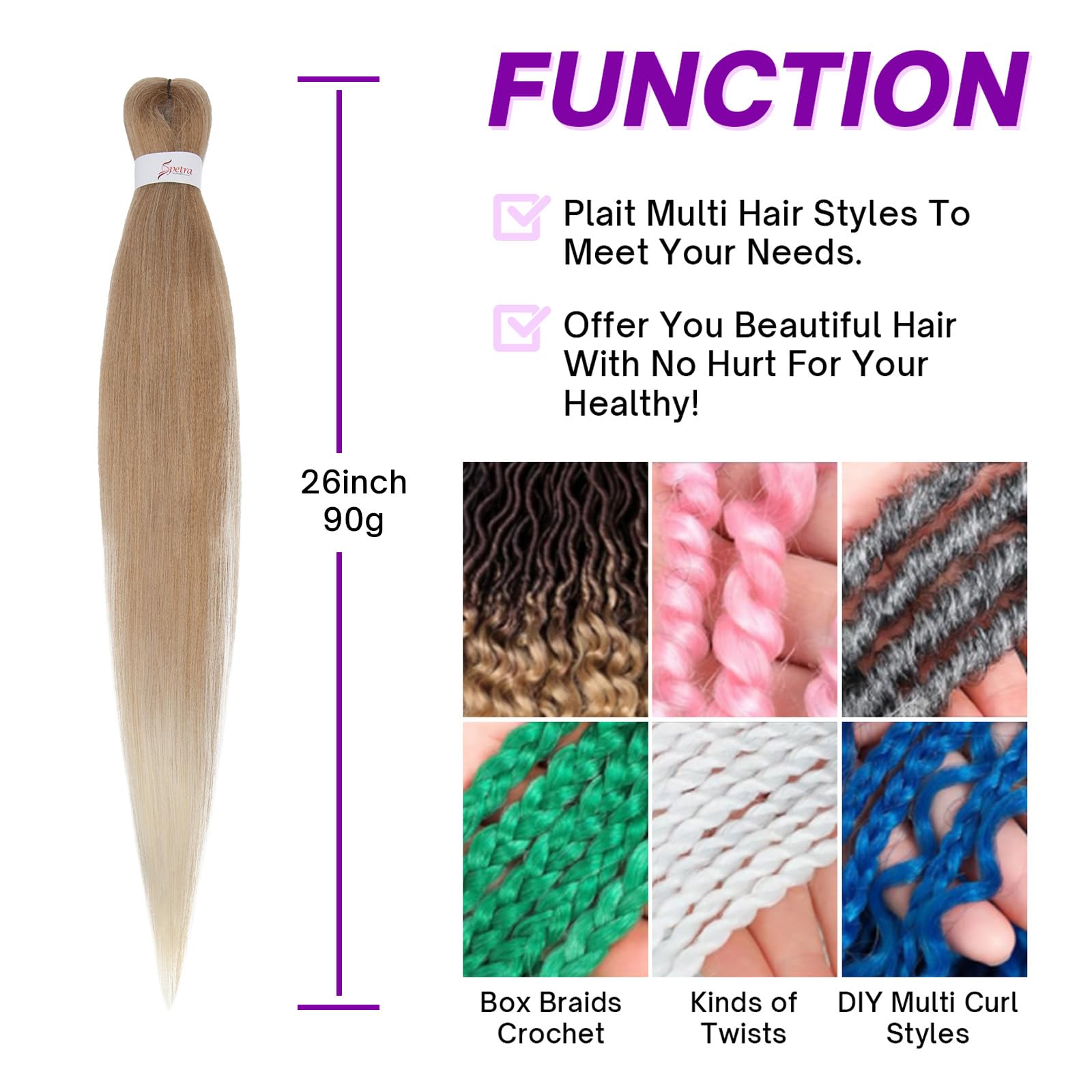 S-noilite Long EZ Braids Pre-Stretched Easy Braiding Hair Extensions for Crochet Box Twist Braids Ombre Yaki Texture Synthetic Hair Hot Water Setting,26 Inch 3 Packs 270g,Ash Blonde to Bleah Blonde - Image 4