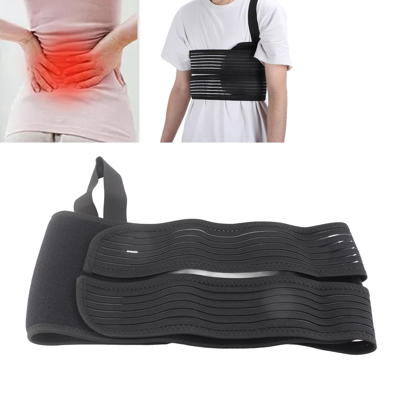 Watris Veiyi Fascia a coste rotte, cintura elastica a coste, traspirante, cintura toracica regolabile, 80-115 cm