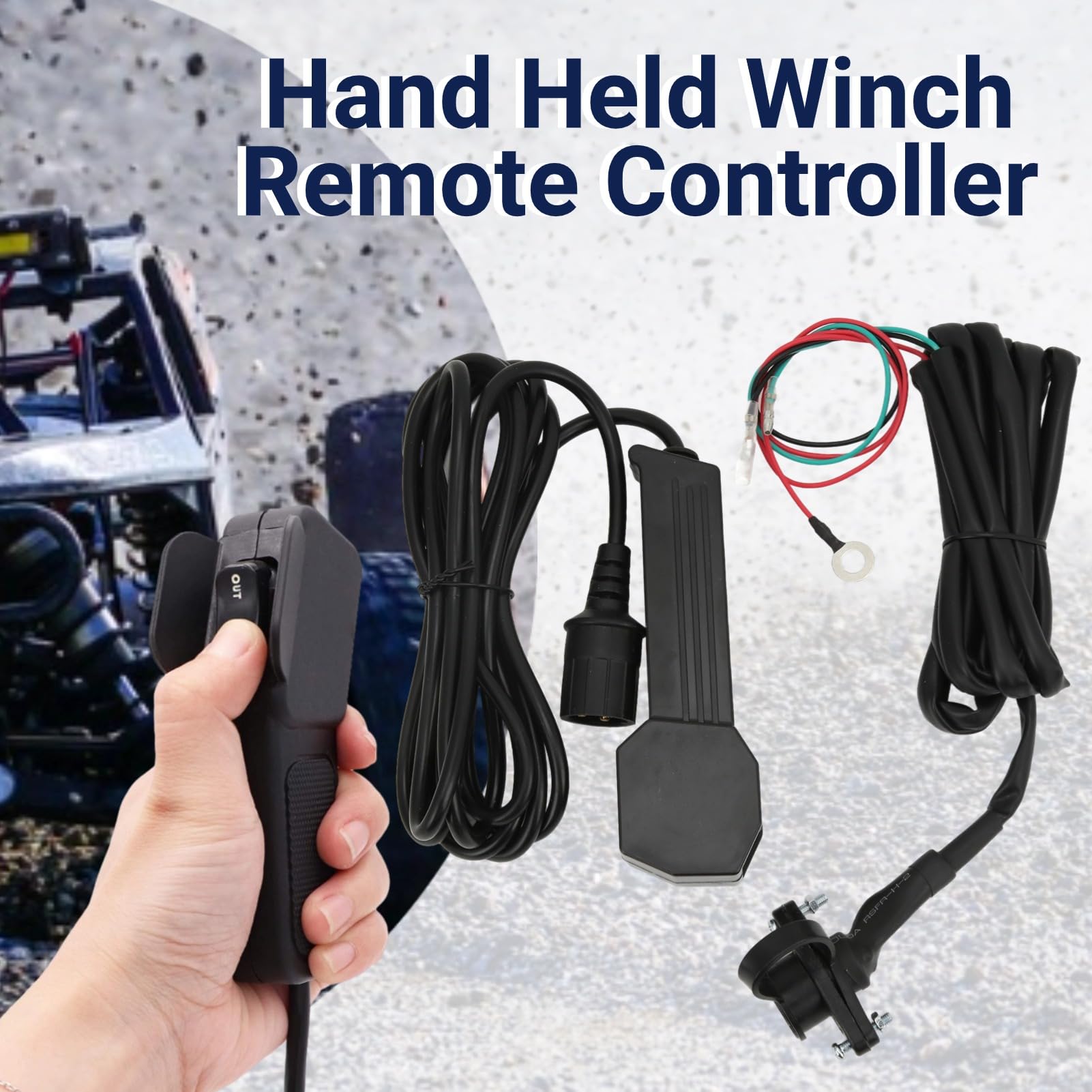 EVGATSAUTO Interrupteur de Commande de Treuil, Télécommande de Treuil électrique 12 V avec Câble de 9 Pieds Manuel électrique étanche pour VTT UTV Plastique