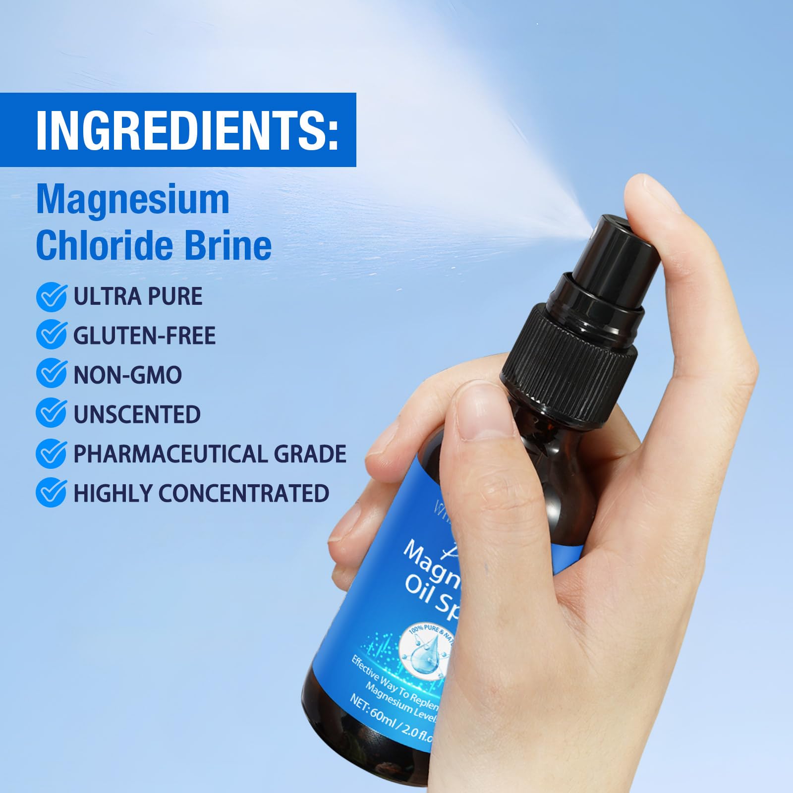 Magnesium Spray, Pure Magnesium Oil Spray for Feet, Natural Ingredient in Glass Bottle, Easy to Absorb and Use 1Pack — Amazon image 7