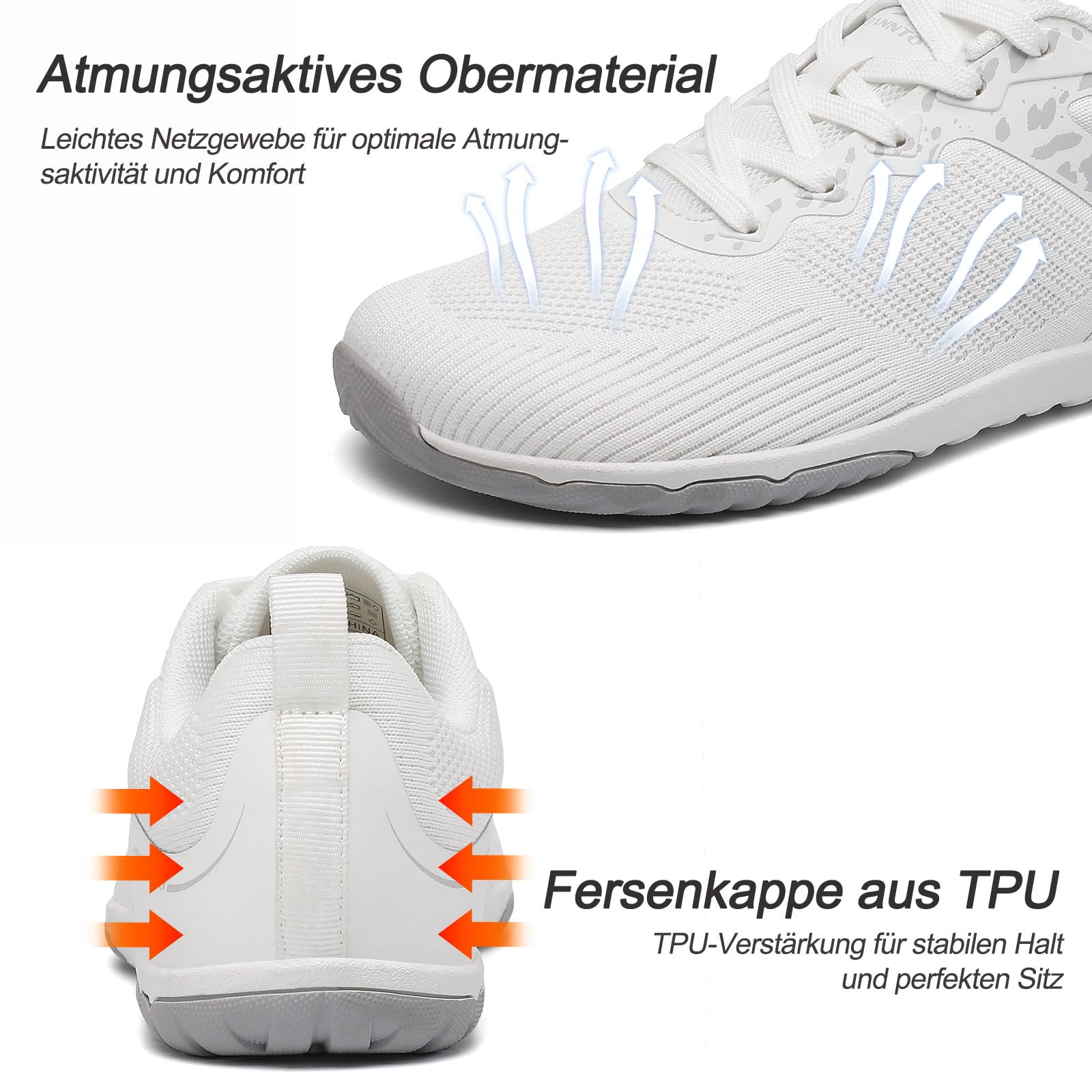 DANNTO Damen Barfußschuhe Walking Schuhe Zero Drop Sneaker | Minimalistisches,Leicht,Rutschfest Gummisohle