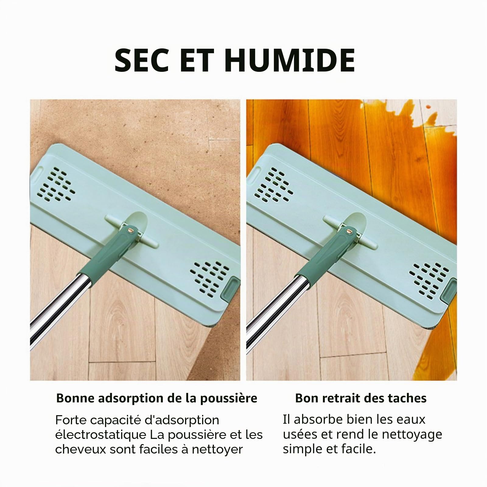 Lot de 6 serpillères de rechange en microfibre, env. 33 x 12 cm, pour enlever les taches et nettoyer le sol