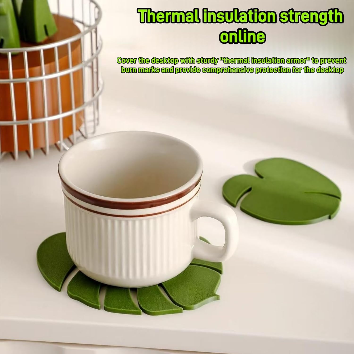 Monstera Coaster Set 3D Printed,Turtle Leaf Tropical Leaves Coasters，Magnetic Coaster Leaves,Creative 3D Printed Green Leaf Drink Coasters (Light Green)