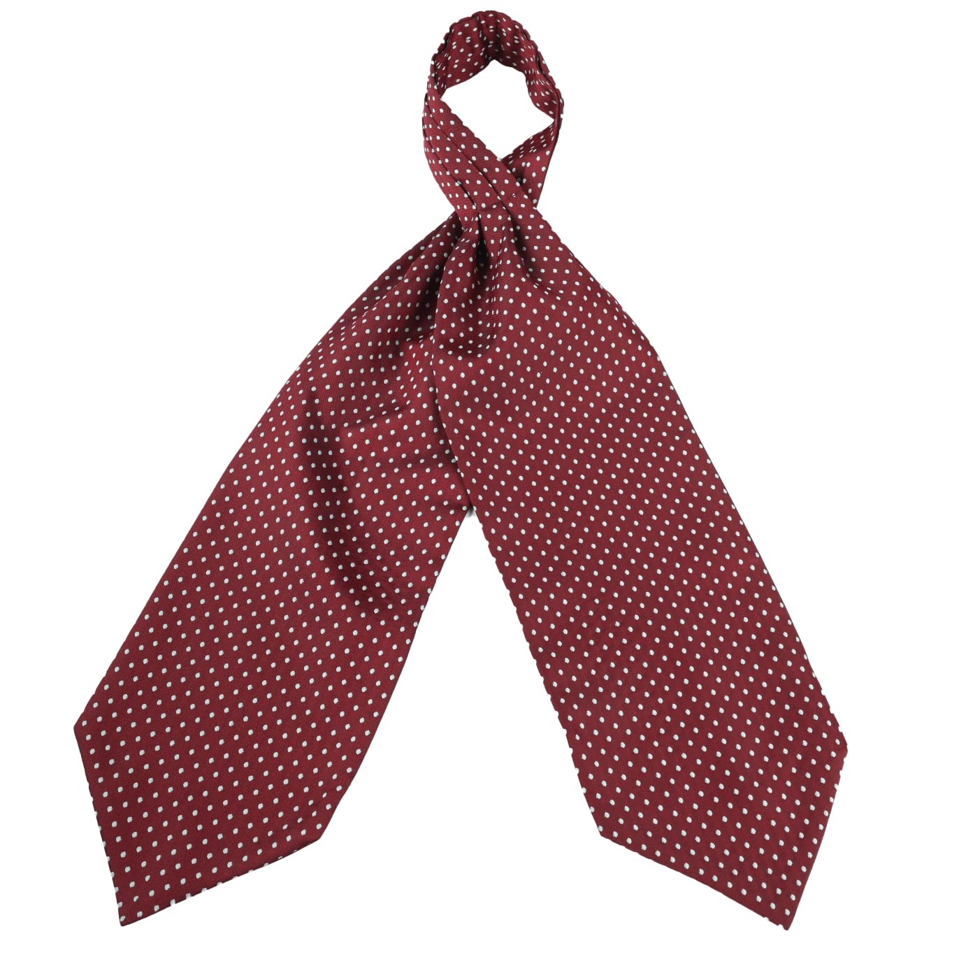 Remo Sartori - Ascot Doppia Pala in Seta Jacquard a Pois Bianchi, Made in Italy, Uomo