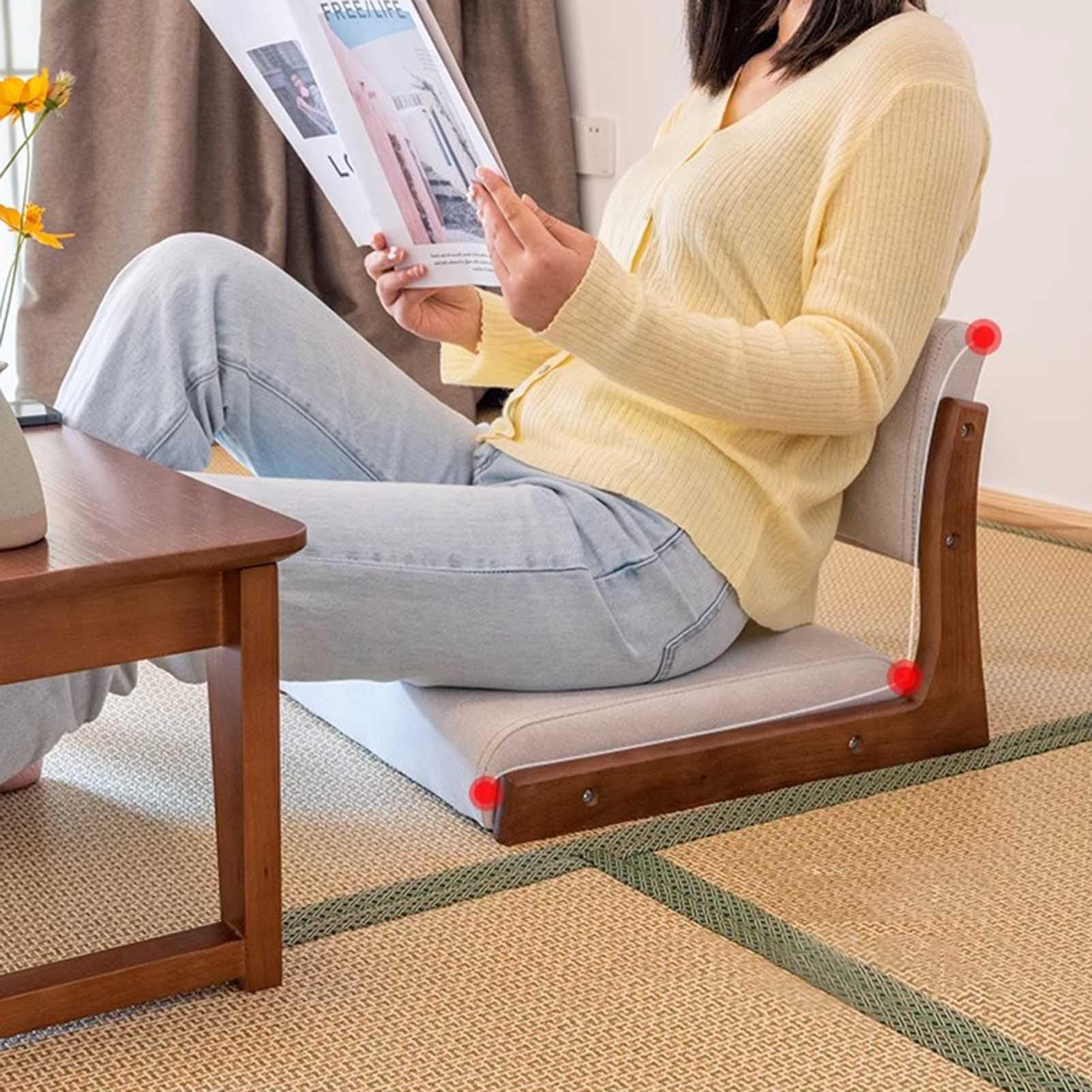 Sillón de meditación de Madera, japonés, sin Patas, Tumbona con Ventana, sofá cómodo para Leer y Ver la televisión.
