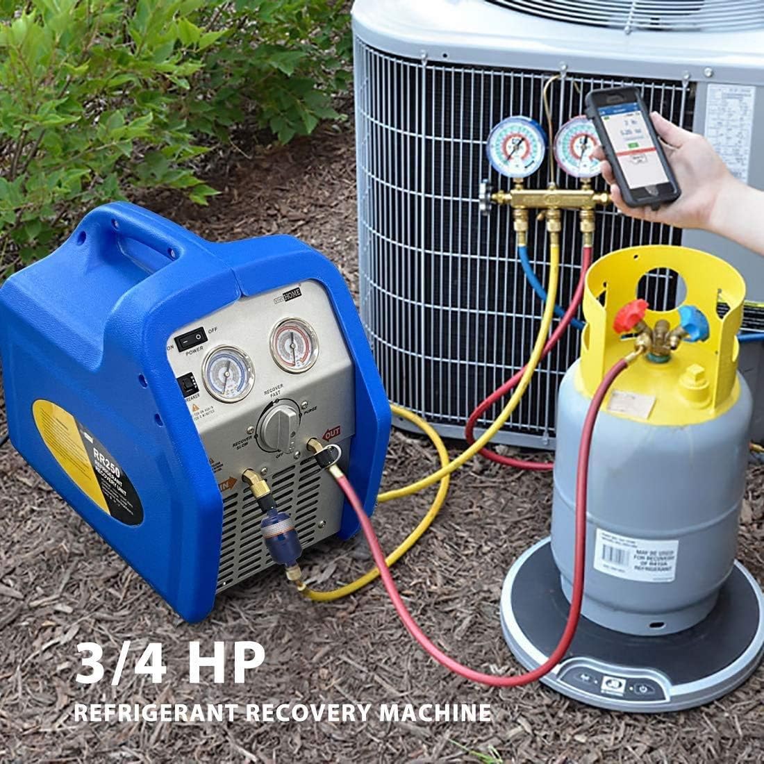 Máquina portátil de recuperación de refrigerante 1hp/3/4 H -P - Máquina de recuperación de CA120V HVAC para refrigerante líquido