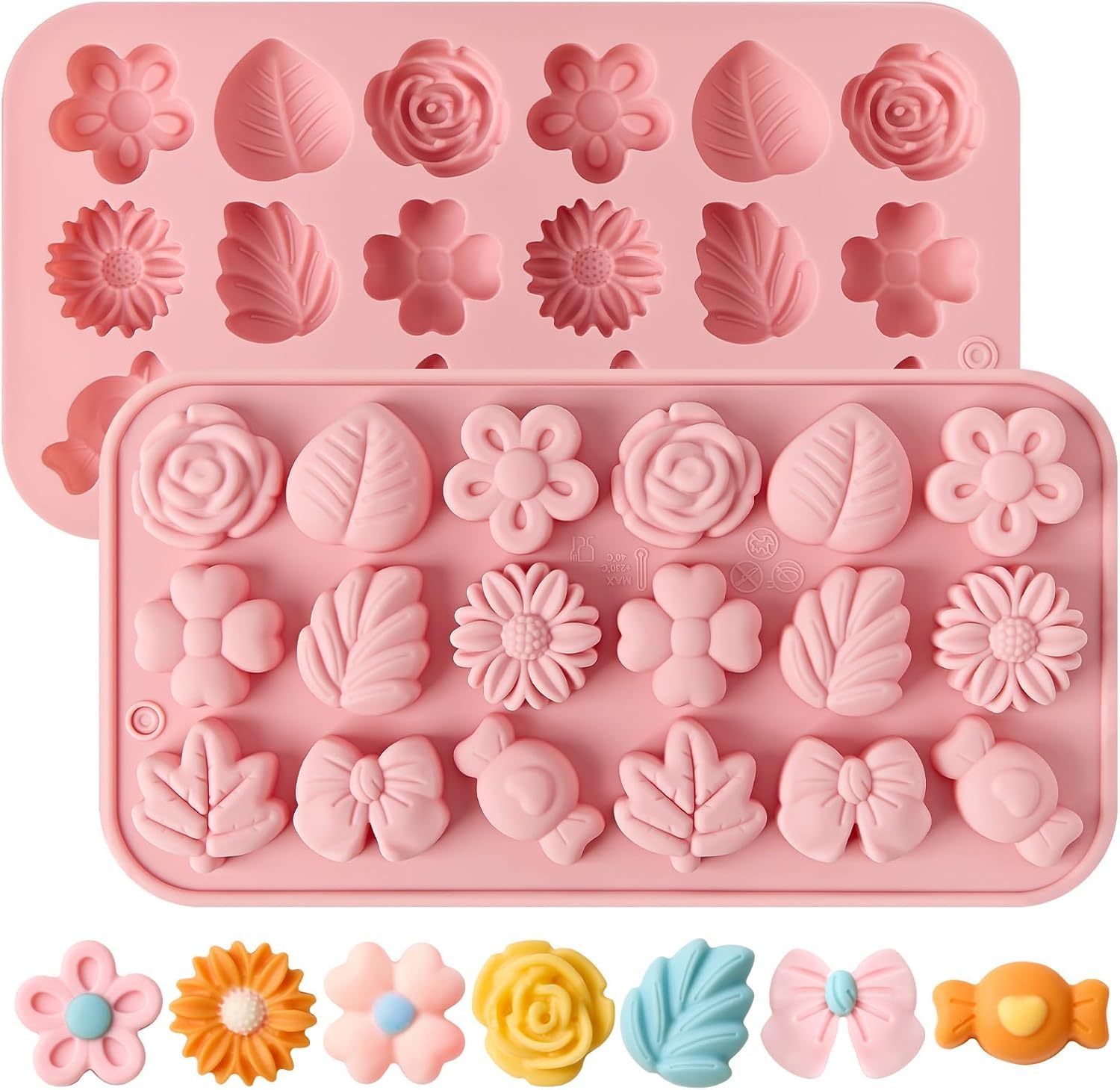 Skytail 18 Cavity Flower Leaf Silicone Mould for Chocolate Candy Mini Cakes Butter Cupcake Muffin Sugarcraft Jelly Gummy Cookie Brownie Dessert Soap Candle Wax Ice Cube Tray Clay Resin Making Mold-image-18