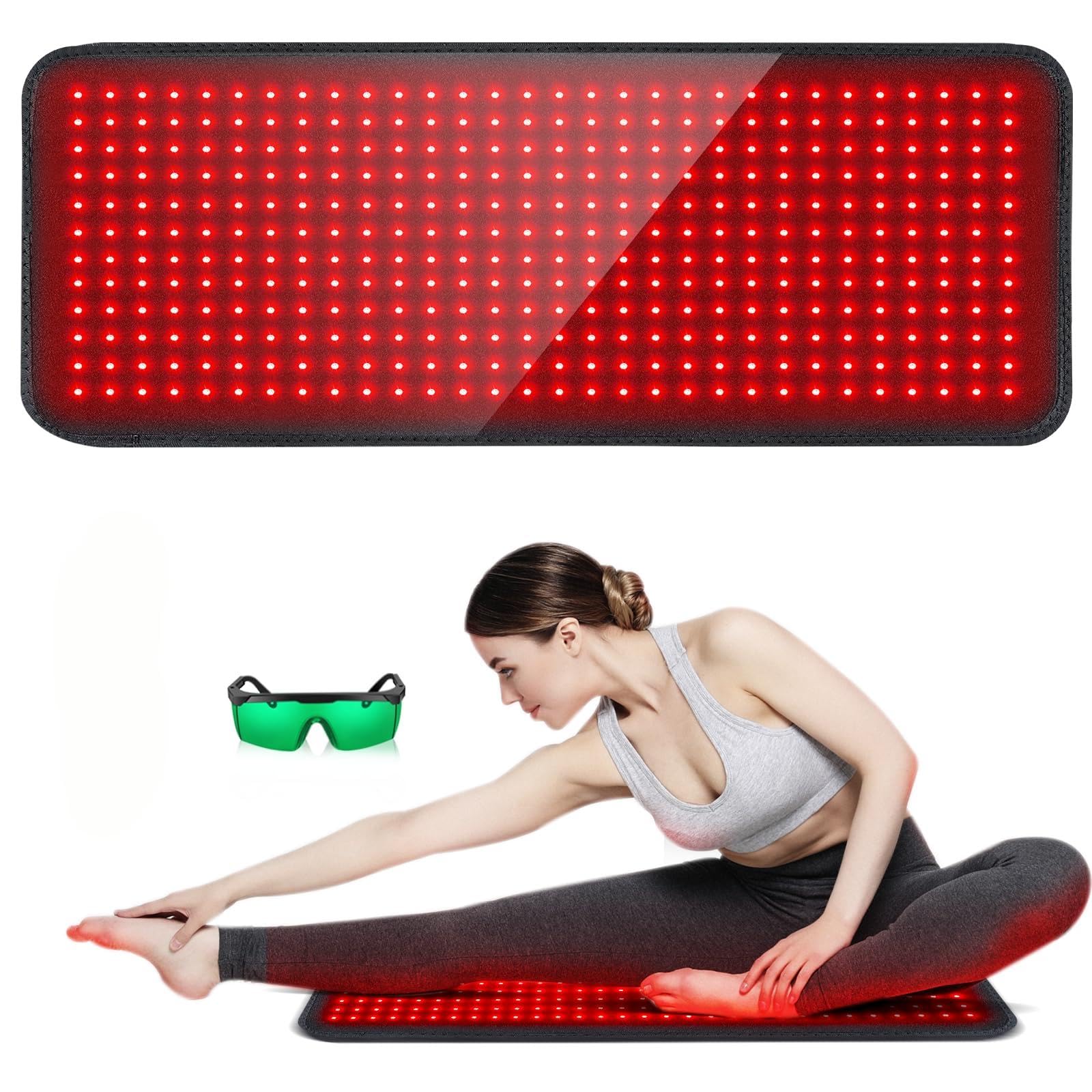 IMICHI Rotlicht Therapiegerät, 660 & 850 nm Nahe Infrarot Lichttherapie, 360LEDs Red Light Therapy mit 10/20/30min Timer, Infrarotmatte für Muskel-, Gelenk-, Rücken