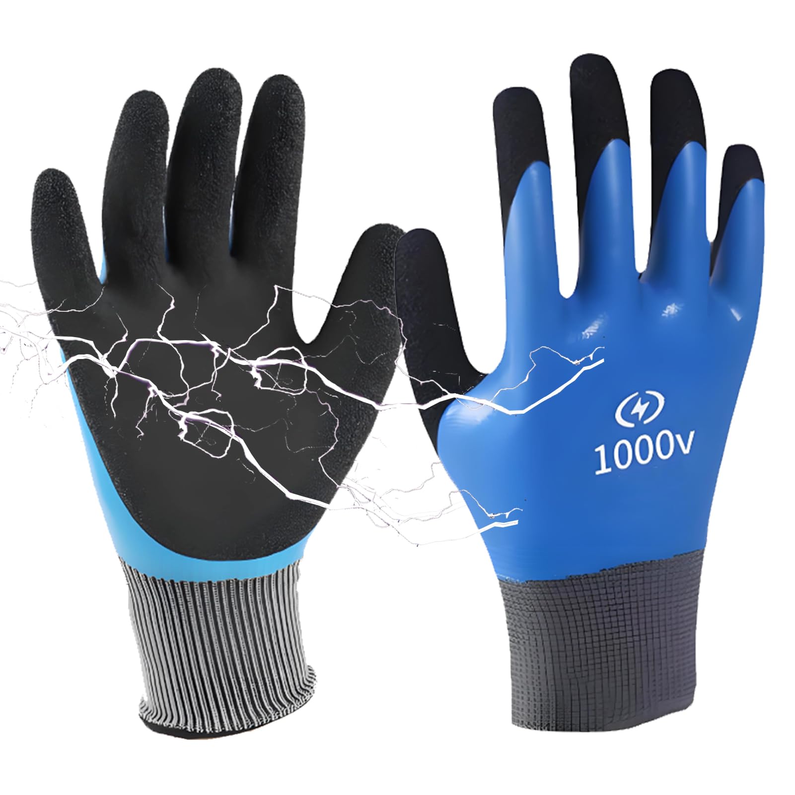 Insulation Work Gloves, Insulating Electrical Gloves 1000V Flame Retardant, Rubber Safety Gloves for High Voltage Protection, 360° Anti Puncture Non-Slip Rubber Glove for Repair, Industrial, Home Use
