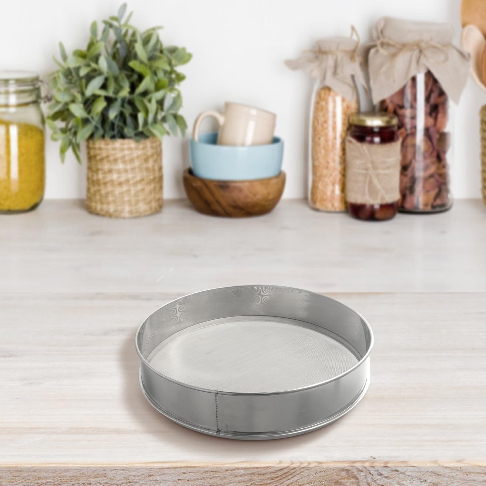 Stainless Steel Flour Sieve Fine Mesh Strainer Double Layer Oil Filter Screen Sifter,For Kitchen Baking Sugar Powder 40Cm