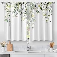 Vista 27 de Aimego Cortinas de cocina con hojas de eucalipto campestre, rústicas, botánicas, cortas, para cafetería, decoración para sala de estar, comedor