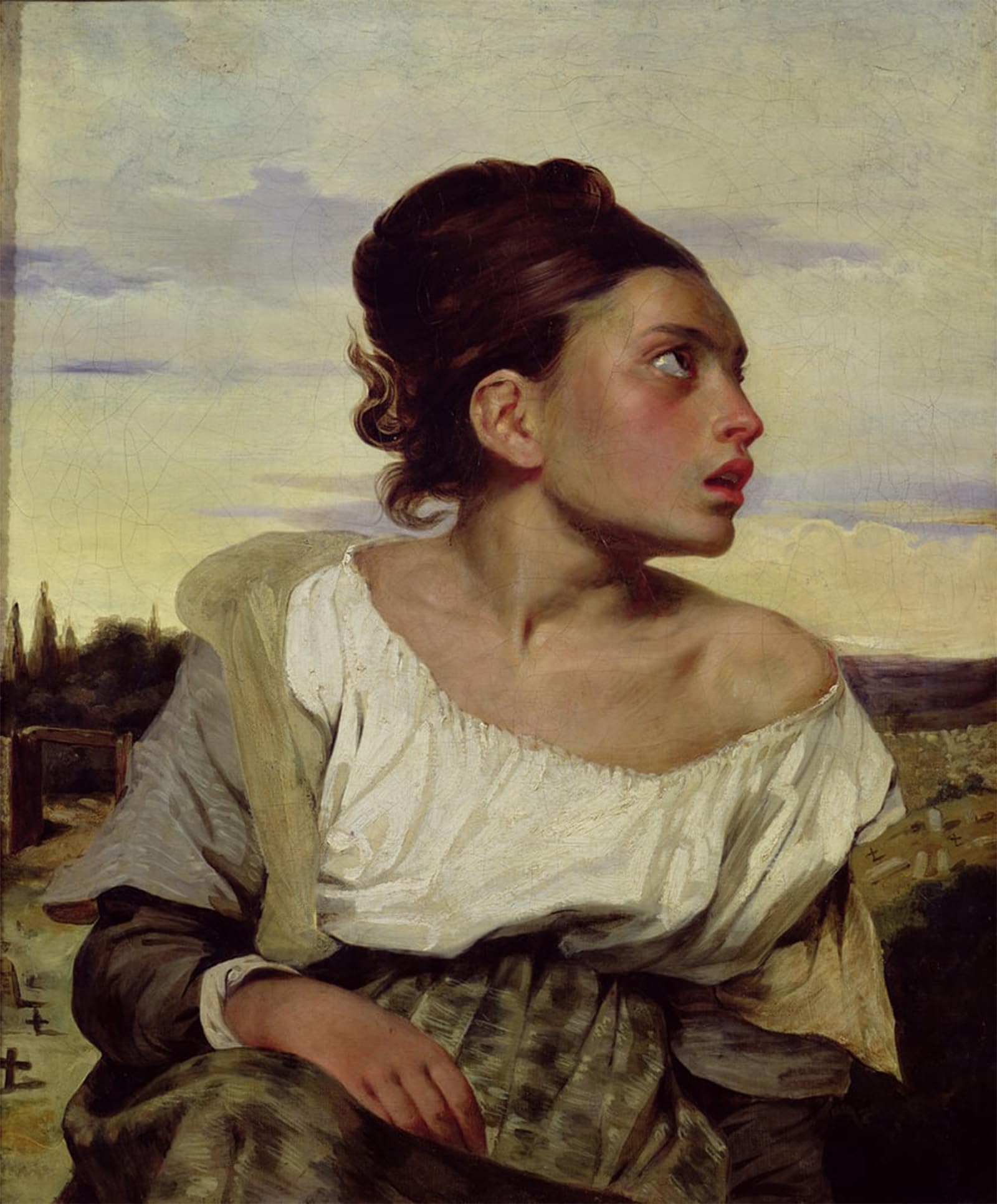 SERENDIPITP Abstract Painting Mural Print Picture Wall Decor Painting Young Orphan in the Cemetery by Ferdinandeugene Delacroix Vintage Wall Artwork for Home Decor 60x90cm
