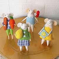 Watereem Set of 4 Easter Felt Mice Ornaments - 4.5" Hanging Wool Figurines for Spring Decor, Easter Gifts, Tiered Trays & Tabletop Displays