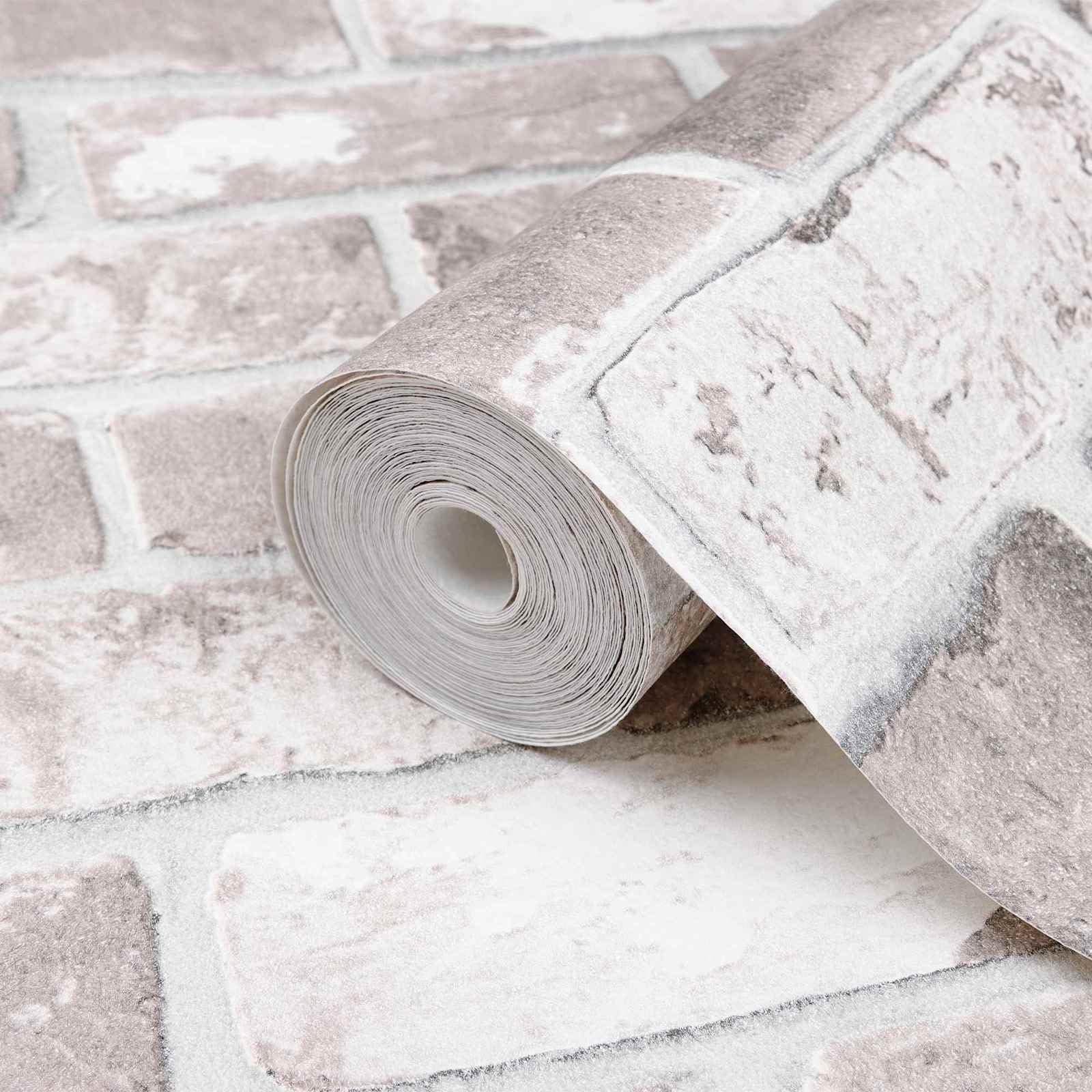 Papel pintado liso 3D a rayas de ladrillo no tejido 10 x 0,53 m Revestimiento de pared para salón, dormitorio, pasillo con patrón moderno y superficie texturizada, fácil renovación