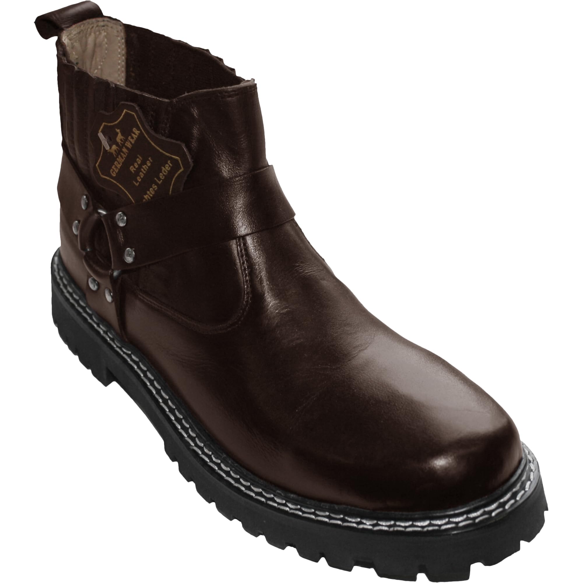 German Wear Motorradstiefel Herren stilvolle Western-Rider-Chopper-Stiefel – echte Lederstiefel, wasserdicht, hochwertige Gummi-Sohle, modisches & lässiges Design