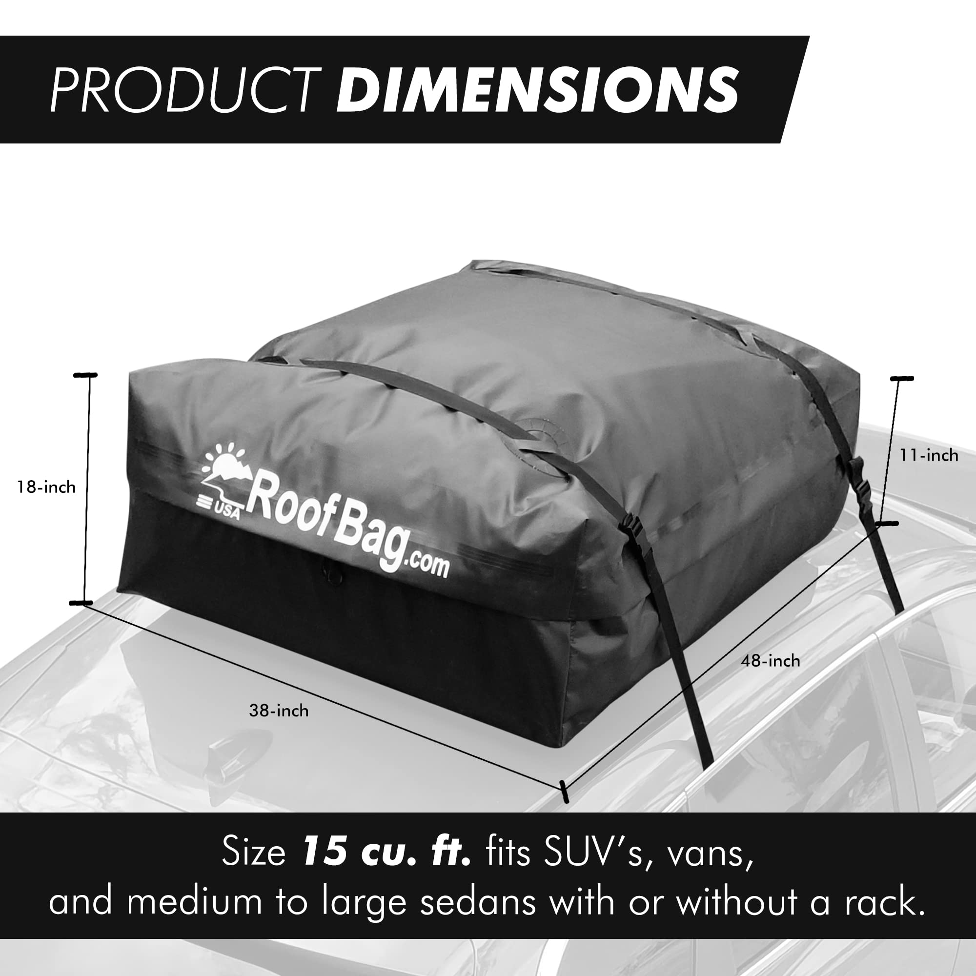 RoofBag Rooftop Cargo Carrier, Original Roof Bag Made in USA for Any