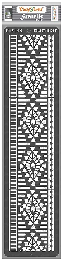 Border Stencils for Painting on Canvas - Border14 - Size: 3X2 Inches - Indian Border Stencils for Wall Painting - Single Border Stencil for Craft and Art Border Design Stencils for Walls