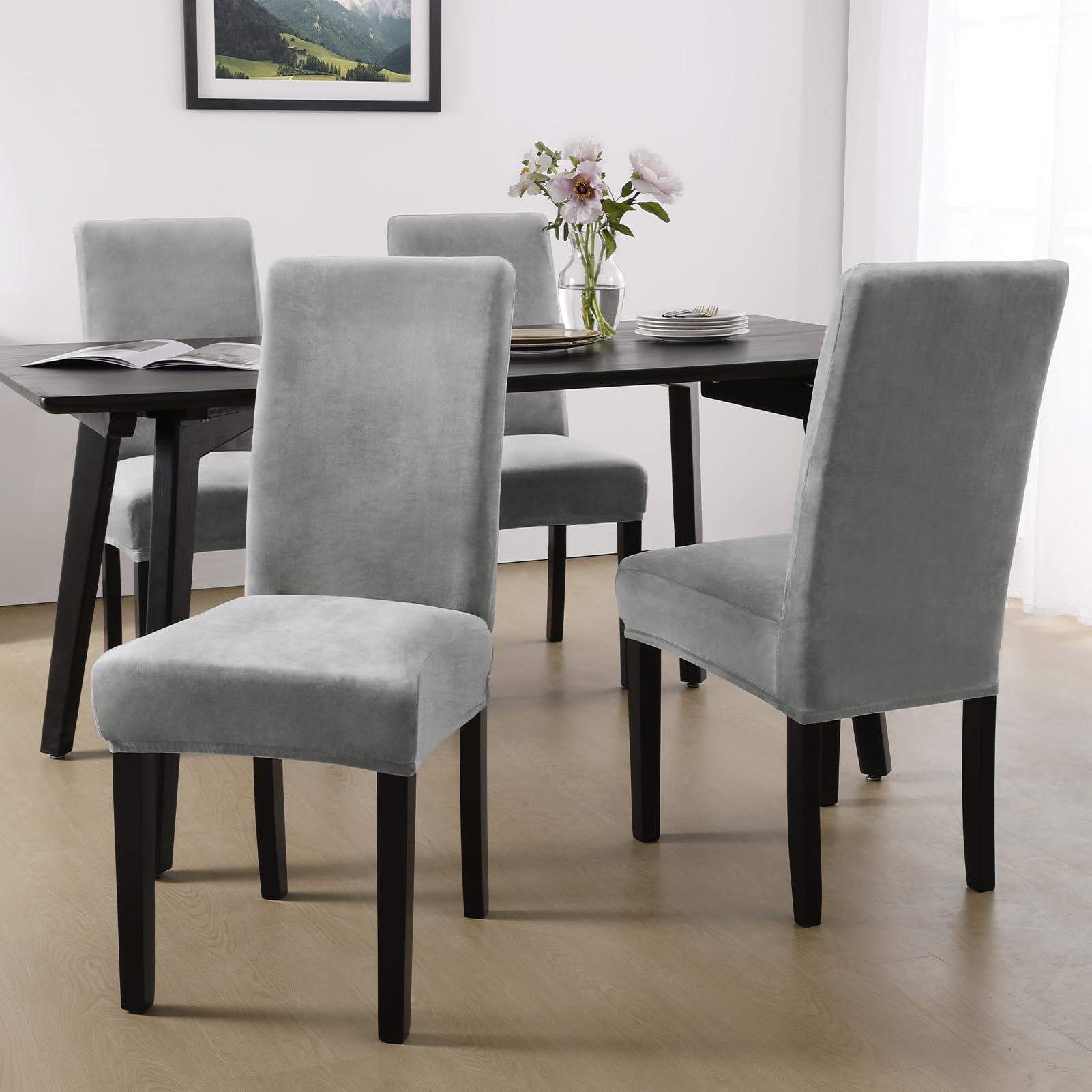 Amazon.com: MOSAYT Velvet Stretch Chair Covers for Dining Room Set