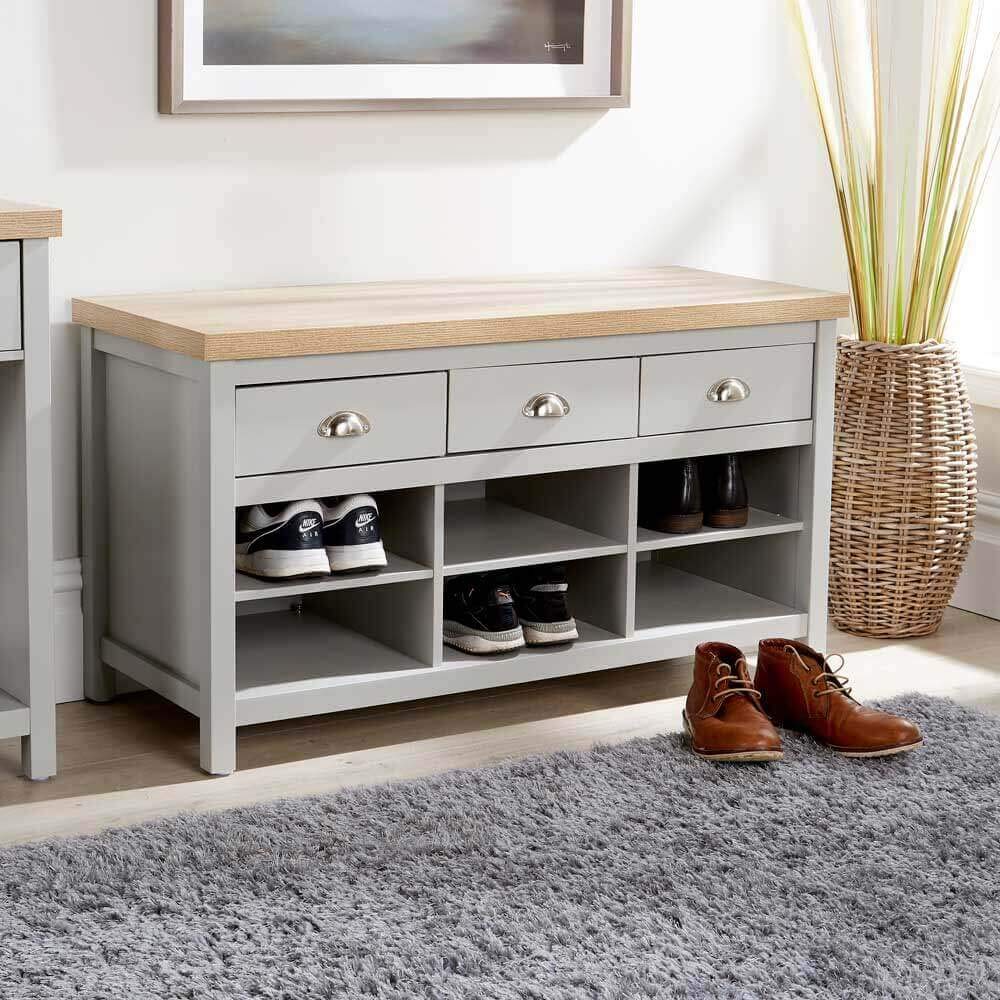 Buy Home Source Oak Shoe Hallway 6 Open Storage Cubes Avon, MDF