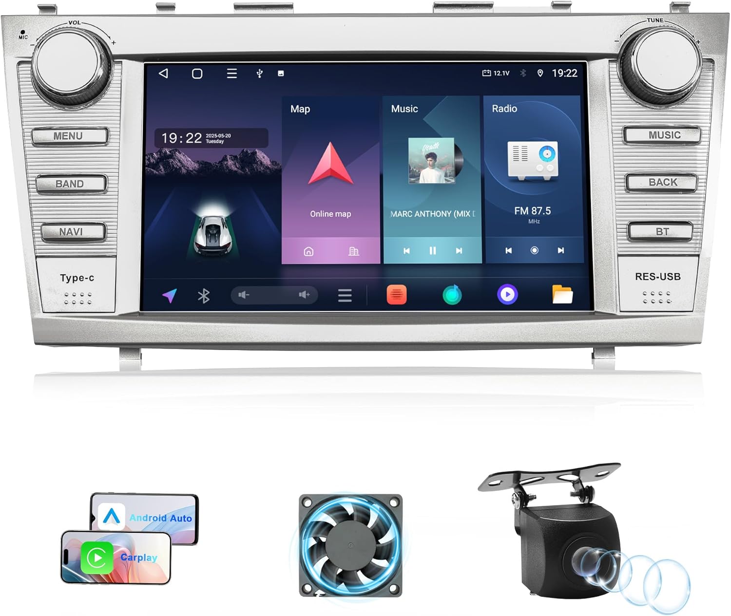 Android 15 Car Radio for Toyota Camry 2007-2011: 8'' 4Core+32GB Car Stereo Upgrade Wireless CarPlay & Android Auto with WiFi 6, Bluetooth, GPS Navigation, FM Radio, EQ, SWC, 1080P Backup Camera