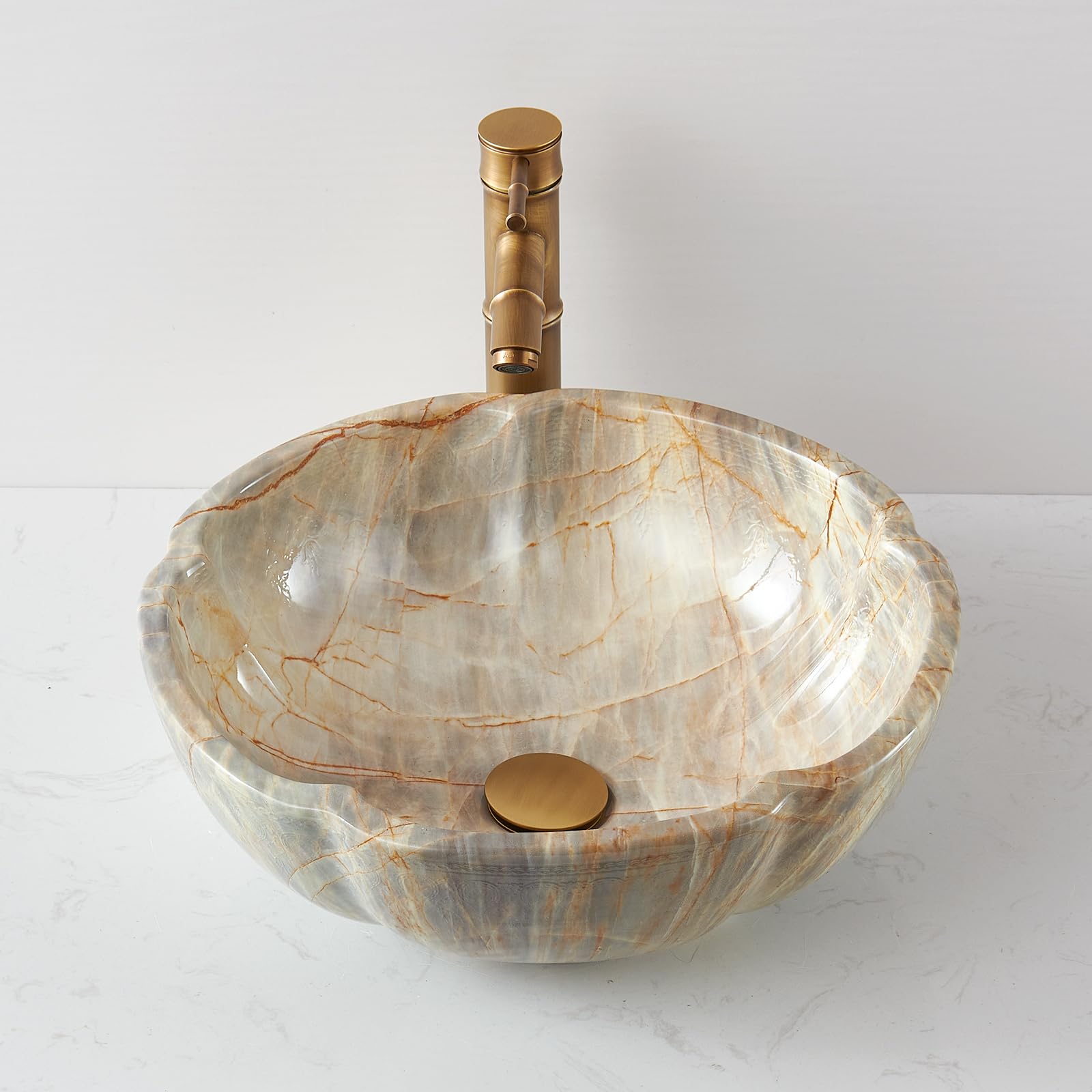 Lavabo da bagno in ceramica FCH7020 a forma di petale, 420 x 150 mm, fatto a mano, colore giada