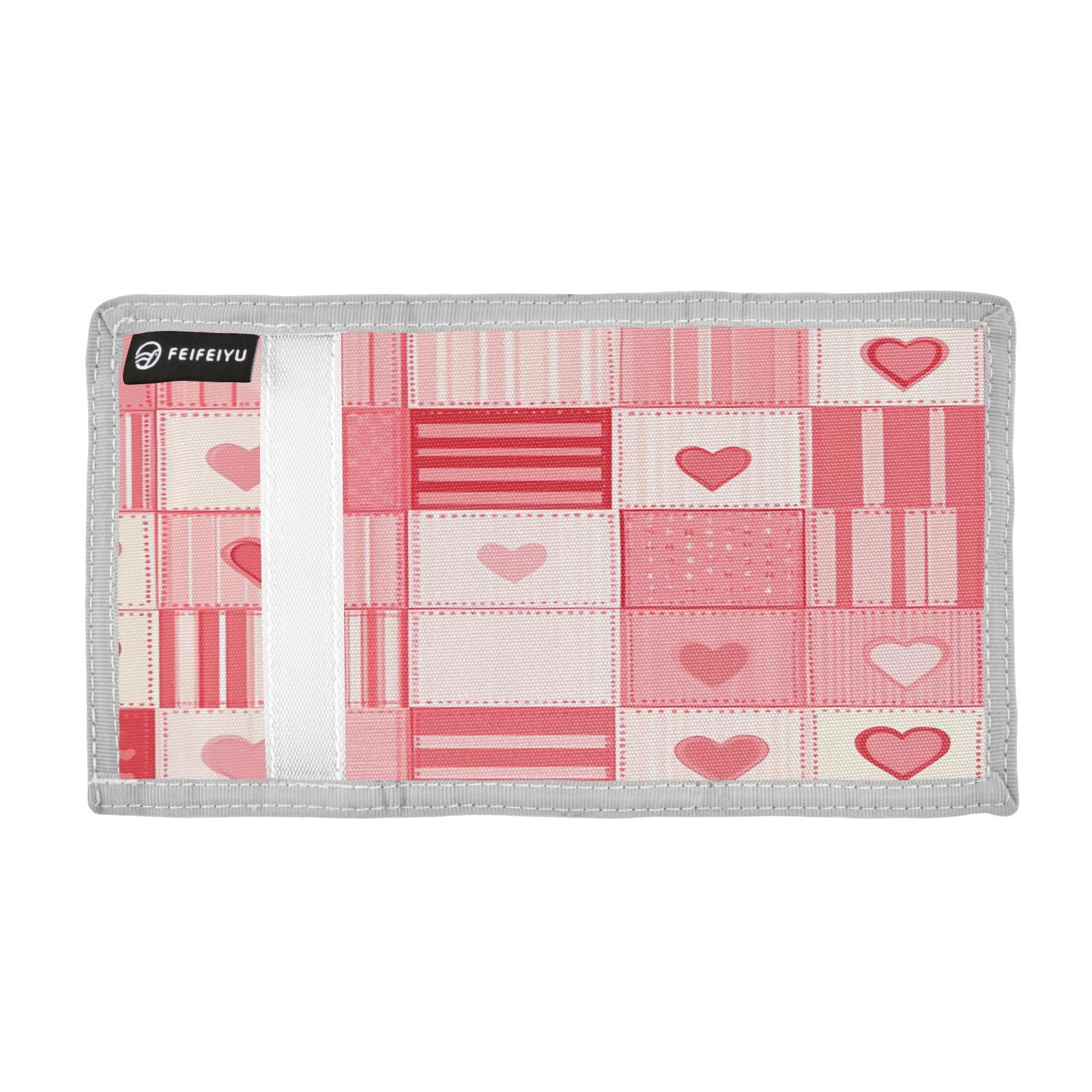 BOESI Doodle Squares & Hearts Velcro Wallet, Canvas Wallet, Tri-fold Wallet, Unisex