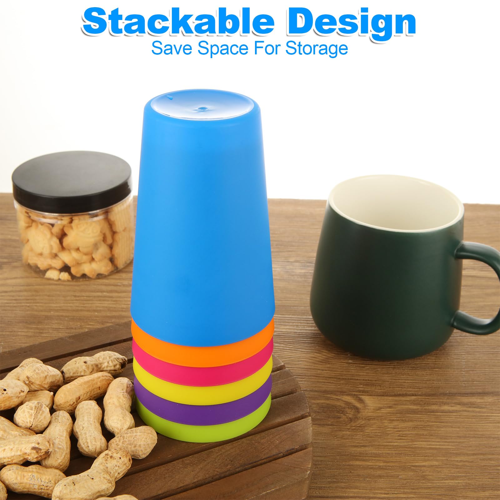 Paquete de 60 vasos de plástico multicolor de 260 ml, vasos de fiesta para beber, picnic, camping, cocina, fiestas al aire libre, picnics, barbacoas, viajes