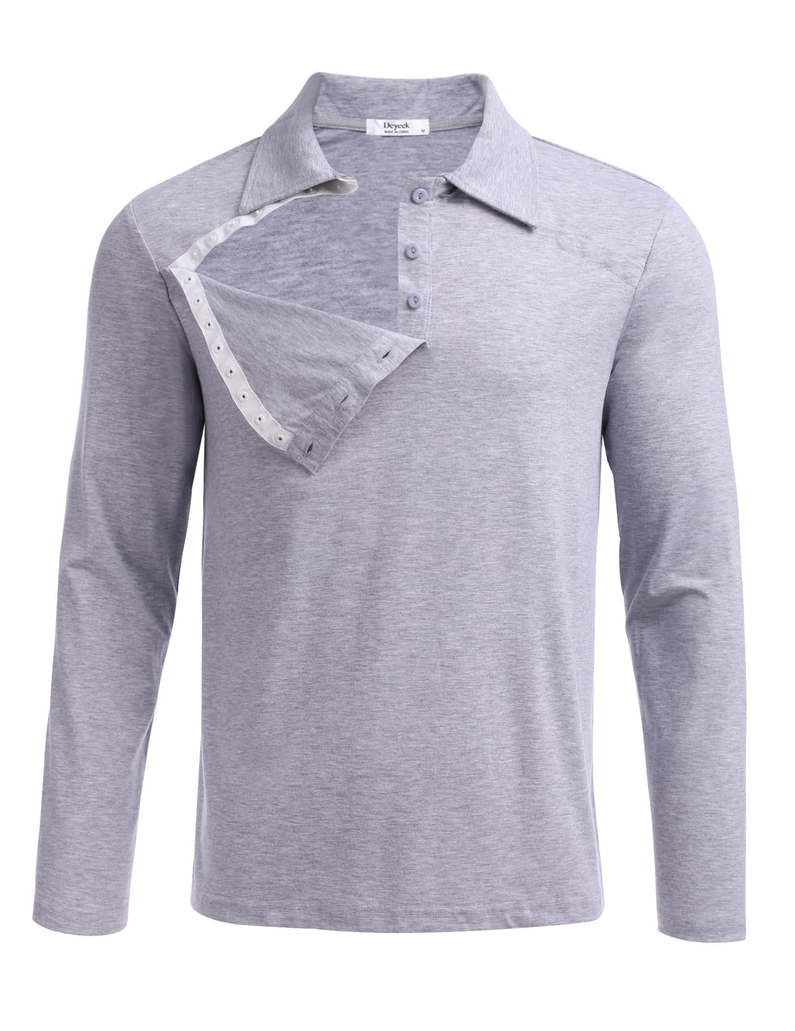 DeyeekUnisex Chemo Shirts for Port Access Post Shoulder Surgery Shirt Long Sleeve Tear Away Shirts