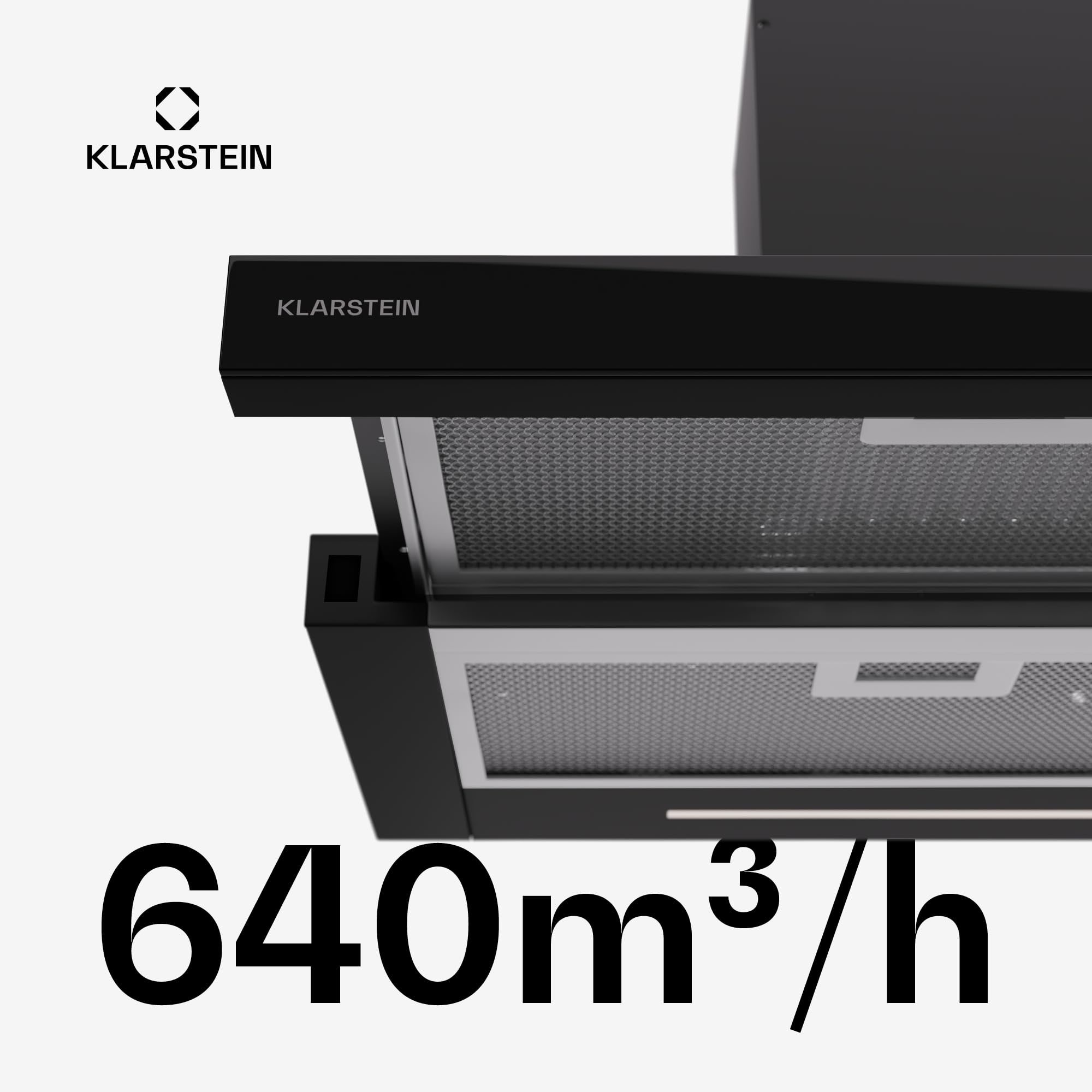 Klarstein Wbudowany okap kuchenny 90 cm, okap kuchenny z filtrem, aluminiowy okap kuchenny można myć w zmywarce, wbudowany okap z przepływem powietrza 640 m³/h, LED, okap z kontrolą dotykową