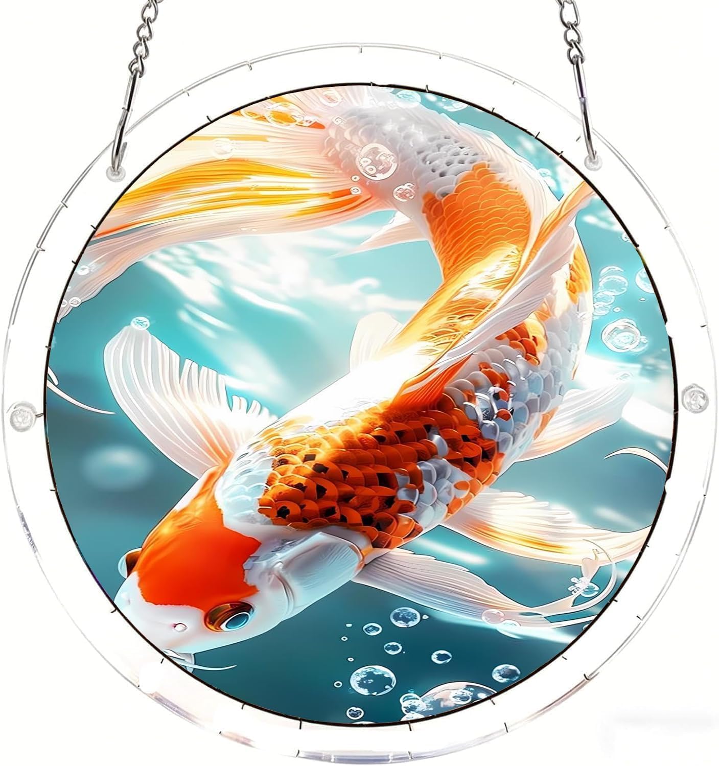 The Elegant and Charming Koi Acrylic Jigsaw Puzzles Suncatcher, 8.9 Inch Window Hanging Suncatcher Acrylic Puzzle, DIY Home Decor Art Gift