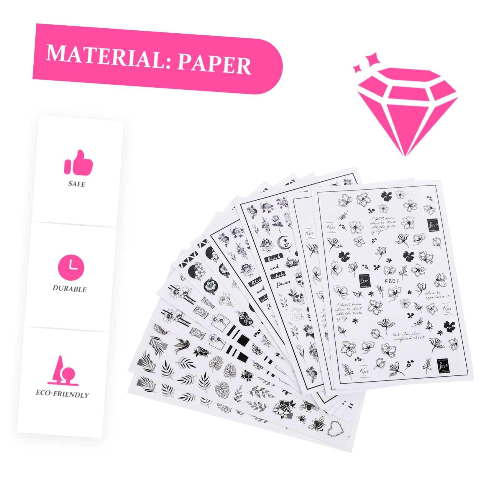 PACKOVE 5 Set Adesivi Per Unghie Fiori Set Stickers Manicure Per Decorazioni Unghiali Facili E Veloci Per Eventi Applicabili Su Cellulari E Altri Accessori 10 Fogli*5
