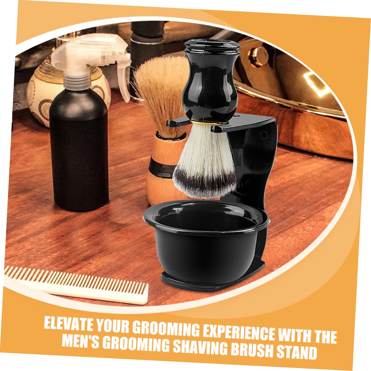 Ipetboom Straight Razor Stand Sturdy Plastic Shaving Brush Stand Razor and Brush Organizer for Men Shaving Supply Set