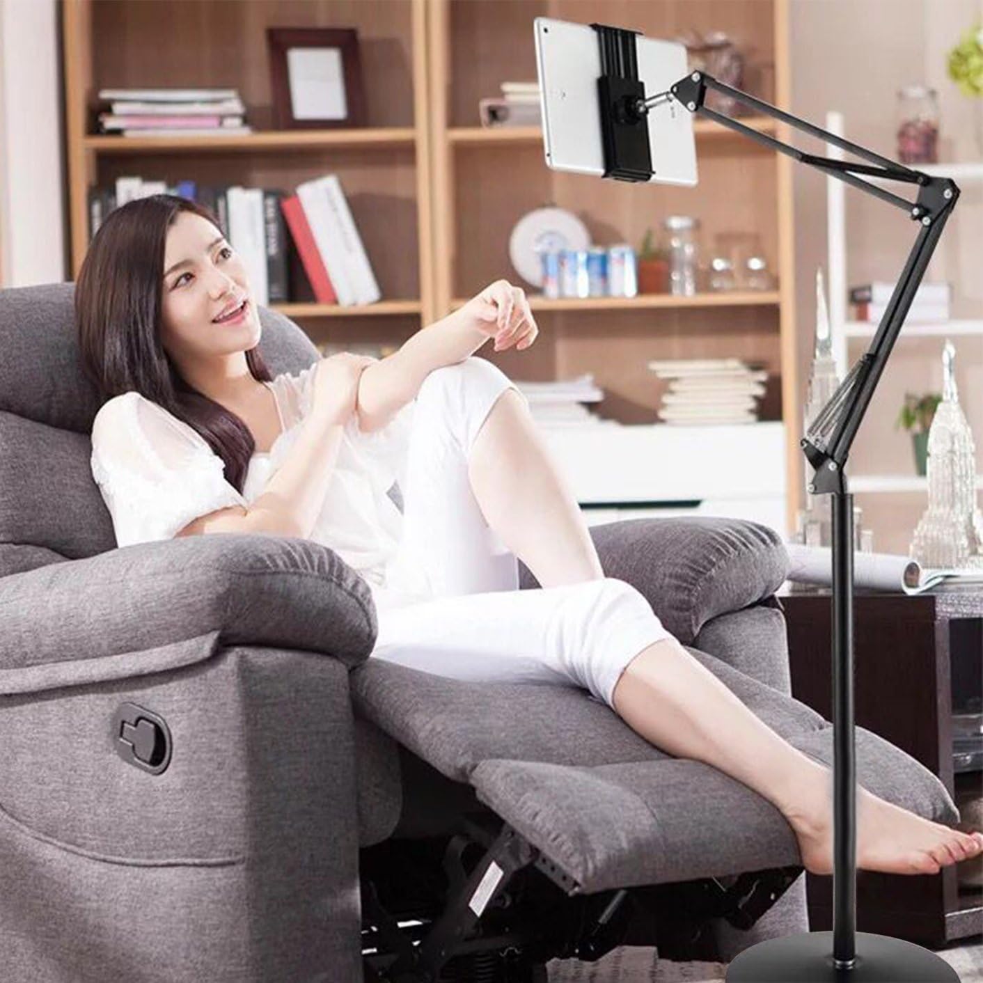 🛒 Flаѕh Sаlе Kaforise Long Arm Floor Stand for Phone Tablet, 360 Degree Adjustable Floor Stand Holder for 4.7-10 Tablet, Phones, Smartphone, Black Maximum 57