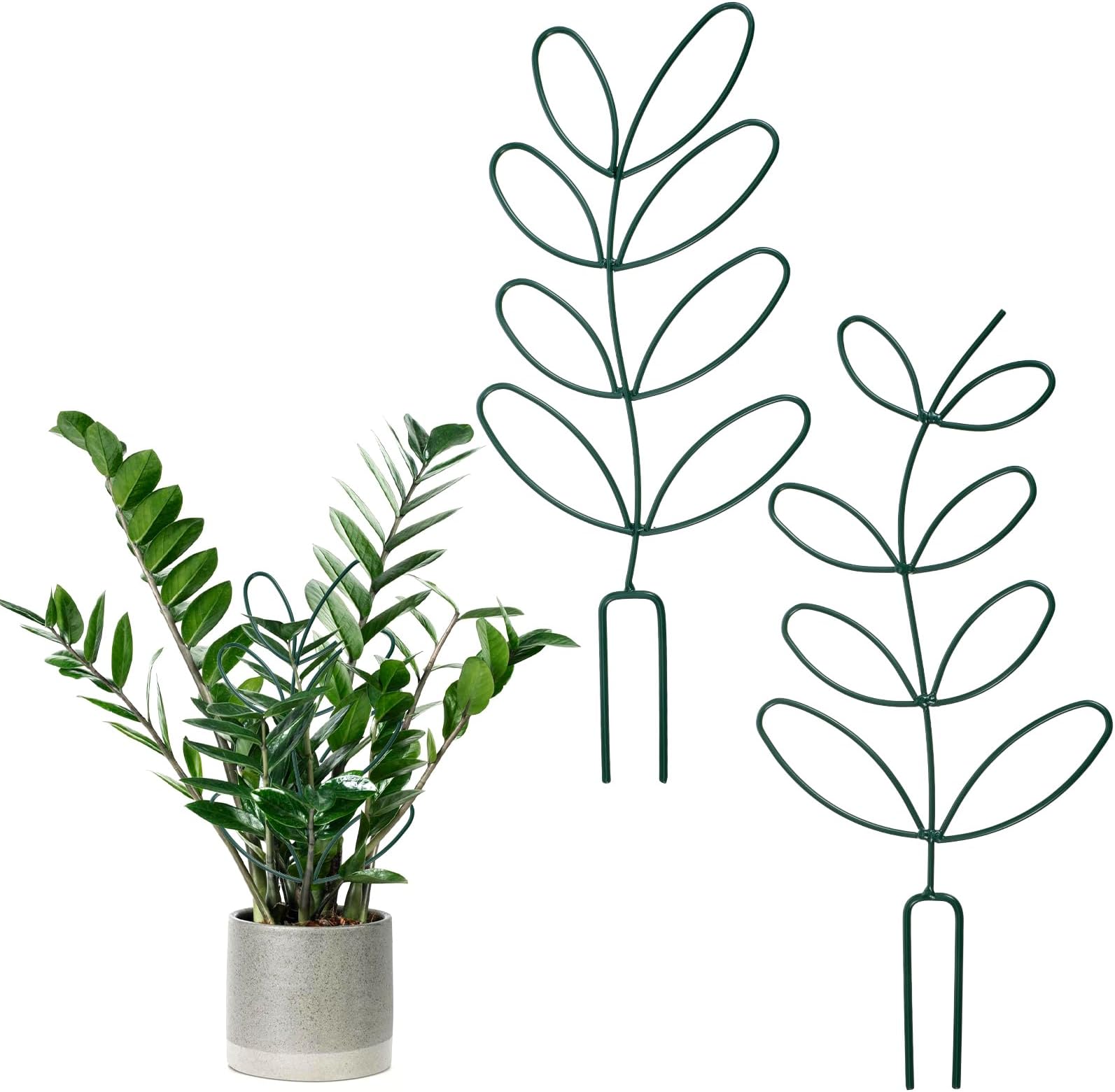 2 Pcs Metal Trellis for Climbing Plants Indoor, Leaf Shaped Potted plant supports for indoor plants, 12.40x5.51in Potted Plant Stakes, Houseplant Accessories for Pothos, Flower