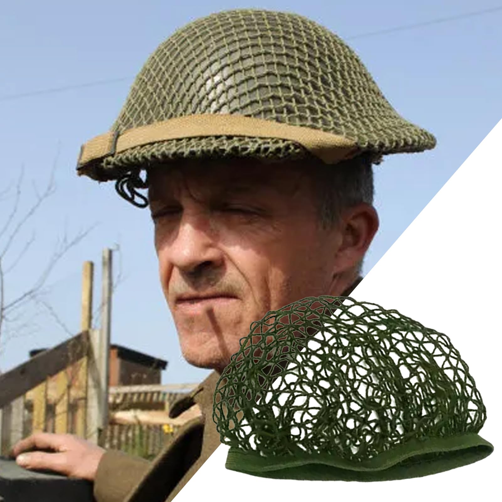 Casco de red de malla | Cabeza de red de camuflaje - Diseño de malla densa | Casco de camuflaje de utilería, cubierta con banda elástica para cascos militares, funda para cascos de airsoft — view 3
