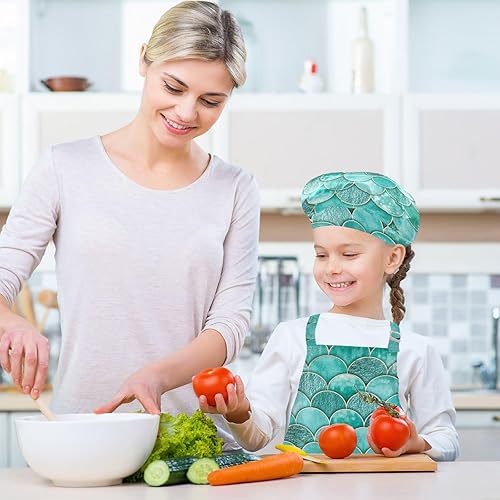 Miniatura 5 de Joisal Mexican Talavera Ceramic Pattern Kids Baking Aprons with Pocket, Apron for Kids 3-5