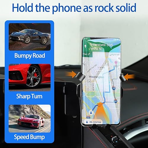 Miniatura 3 de Soporte de teléfono para automóvil para Chevrolet Corvette C8 2020-2024, soporte de teléfono celular para consola central, panel lateral de aire