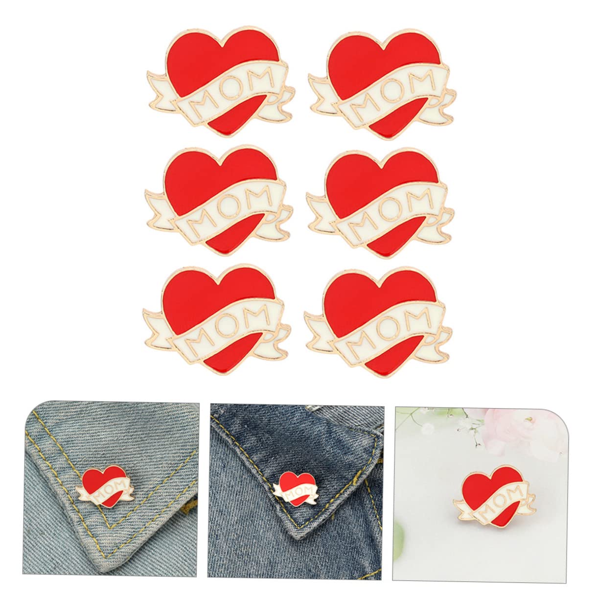 FOMIYES Liebes Brosche Süße Anstecknadeln Herz Stifte Mutter Hochzeitsgeschenk Gastgeschenke Hochzeit Rucksack-abzeichen Kleidung Brosche Legierung Rot