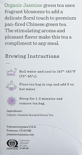 Miniatura 5 de Yamamotoyama Bolsa de té verde jazmín orgánico, 18 unidades (paquete de 6)