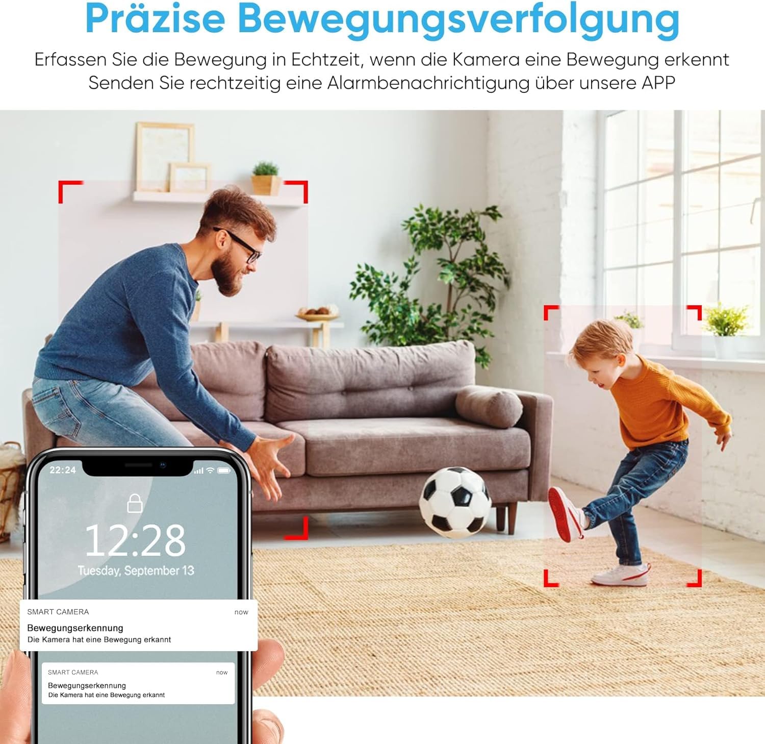owltron Überwachungskamera innen, Babyphone mit Kamera und app, 360°WLAN IP Kamera mit Bewegungserkennung, 2-Wege Audio, Hundekamera/Haustierkamera/Babyphone Kamer mit Nachtsich