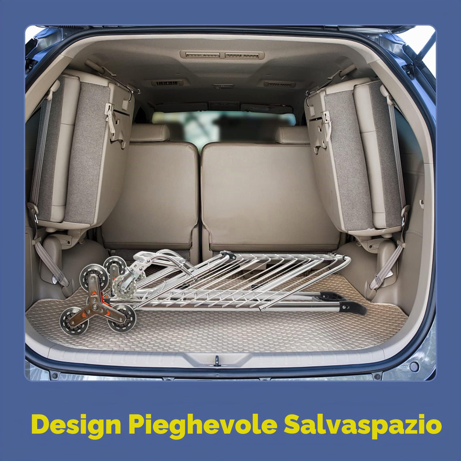 Carrello Spesa a 8 Ruote Con Braccioli-Trolley Della Spesa Con Borsa Impermeabile Removibile Montascale In Struttura In Lega Di Alluminio (30 X 45 X 106 Cm) Blu Navy