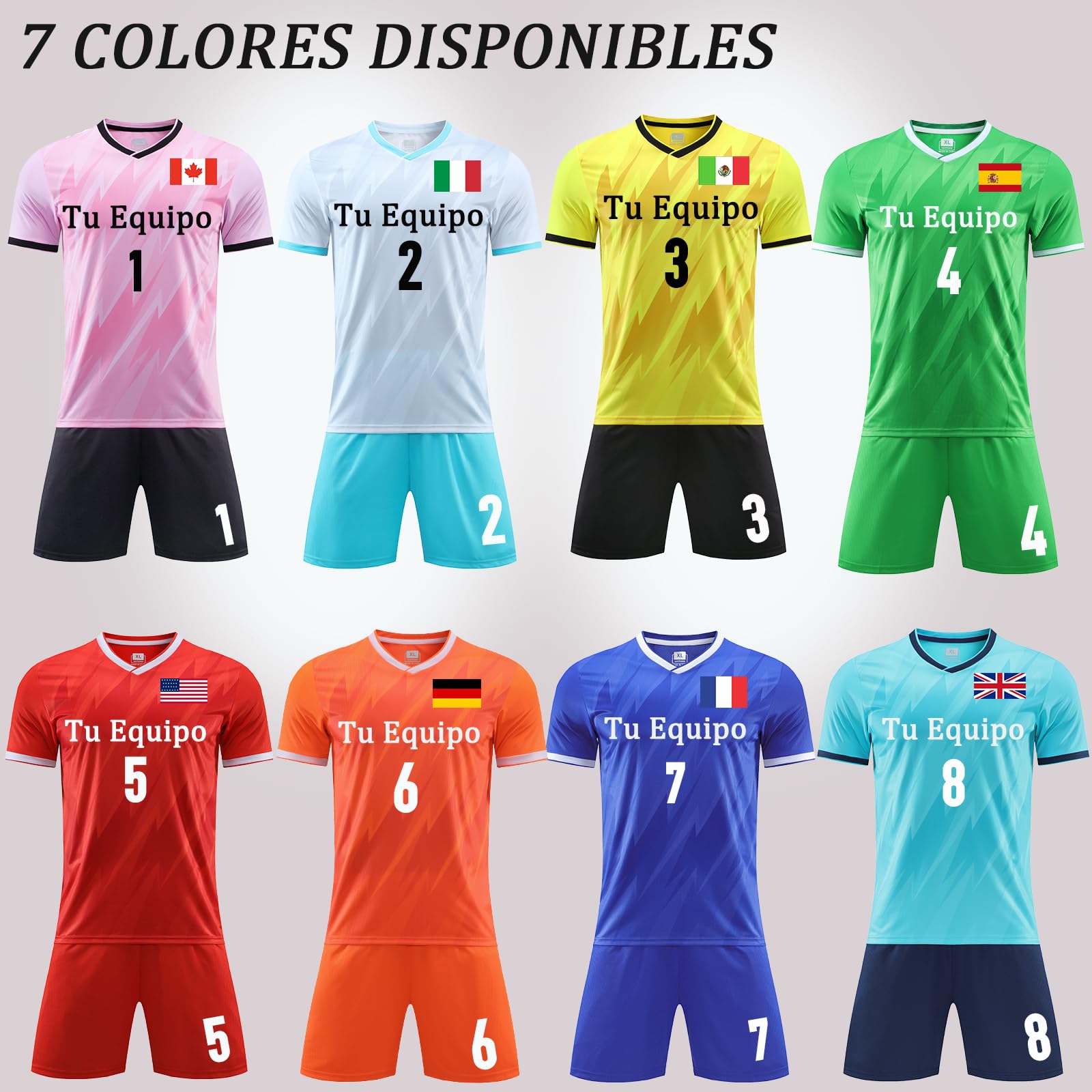 OPUTWDF Equipación Deportiva de Fútbol Personalizada para Niños Adulto Equipacion Futbol Personalizable Junior con Nombre Número Logotipo Equipo Conjunto Futbol
