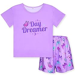 ICOSY Girls Pajamas Set for Kids Pajamas 2 PCS Short Sleeve Top and Shorts Pants for Toddler Girls Clothes Size 8-14