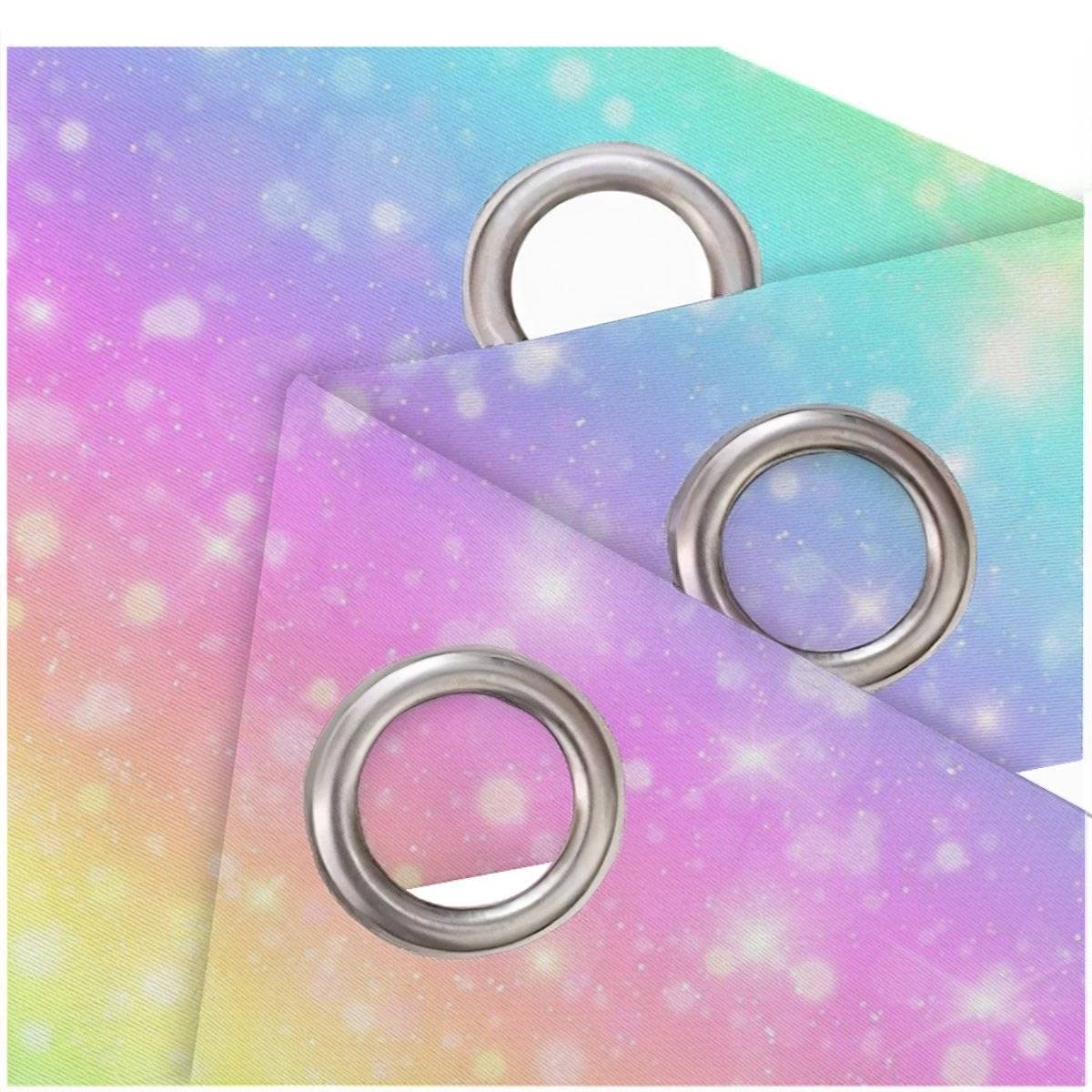 Rideau Occultant Arc-en-Ciel Rideaux Oeillet Polyester 3D Chambre Rideau Thermique Isolant Anti Froid Coloré Rideau Chambre Enfant （150x166 cm ）