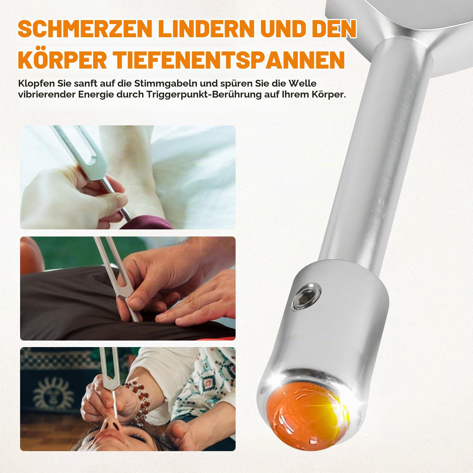 Stimmgabeln zur Heilung, 128 Hz, 1 körpergewichtete Chakra-Stimmgabel mit 7 Kristall-Edelstein-Stiefel, Schlägel und Aktivator für Meditation, Klangtherapie, Biofeld-Harmonisierung