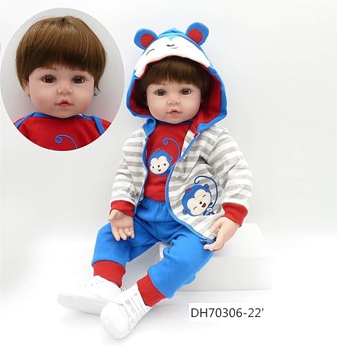 Miniatura 6 de iCradle Reborn Baby Twins Muñecas de silicona hechas a mano de aspecto real para niños y niñas, muñecas de moda de 24 pulgadas con ropa (mono y